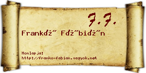 Frankó Fábián névjegykártya